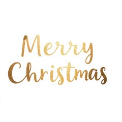 Elegant gold glitter script typography wishing merry christmas isolated on a clean white background for holiday greetings