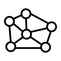 An illustration depicting a black icon of a neural network and artificial intelligence, and everything related to it, on a white background.