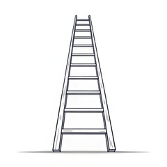 Simple linear illustration of a tall wooden ladder  