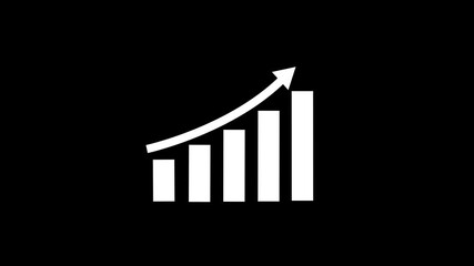 Rising bar graph with upward trending arrow on black background business growth analytics financial data - Powered by Adobe