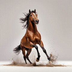 Horse running in the snow