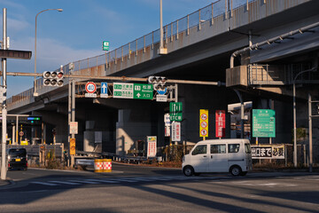 大阪の交通要衝・阪和自動車道「松原IC」上り入口の道路風景とインフラ資料