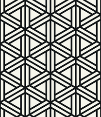Vector seamless pattern. Modern geometric print. Repeating abstract background. Striped triple triangles. Striped geometric elements.