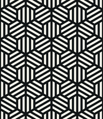 Vector seamless pattern. Modern geometric print. Repeating abstract background. Striped triple triangles. Striped geometric elements.