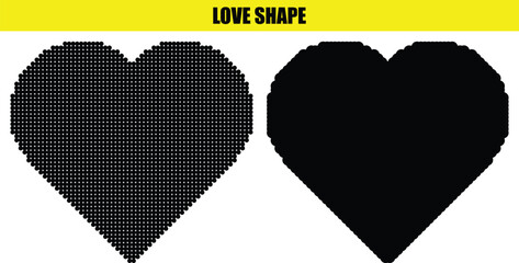 Pixelated and Solid Love Heart Shapes