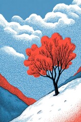 Vibrant Tree Against a Cloudy Sky