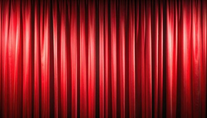 Red velvet stage curtain illuminated by warm spotlight creating dramatic folds and theatrical atmosphere