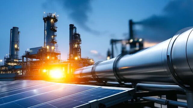 Energy sector shifting towards cleaner hydrogen and solar power for carbon neutrality, sustainable transition, green energy systems, renewable infrastructure, defocused power facil