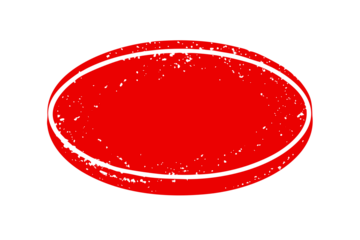 A horizontal red distressed oval shape with multiple black outlines creates a textured grunge stamp