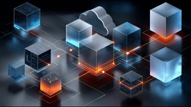 Serverless architecture. Cloud native. Function as a service. Microservices. Modern cloud. Cloud security. A modern digital illustration of cloud computing architecture.