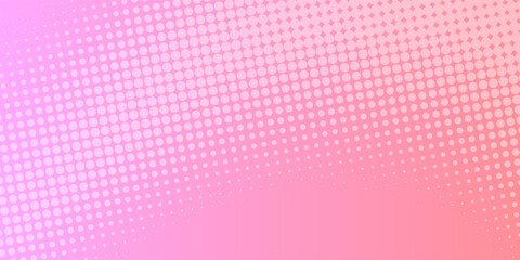 Retro comic gradient background. Cartoon pop art faded gradient pattern. Pink rose halftone pattern. Pixelated dotted texture overlay.
