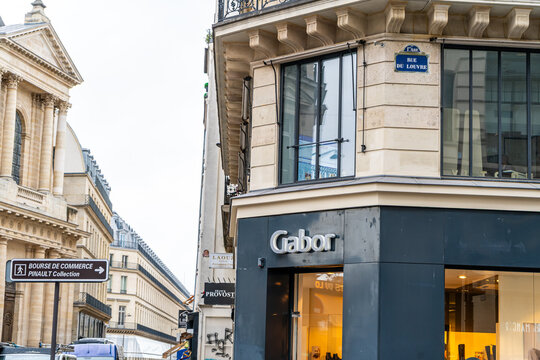 Paris, France - October 29, 2025: Gabor store sign entrance store. Brand shop street