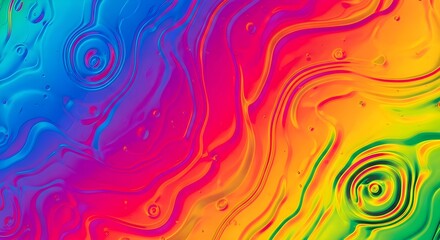 Obraz premium Vibrant Abstract Background with Rainbow Swirls and Glossy Liquid Ripples