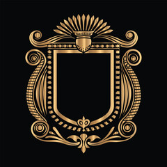 Obraz premium Vector set of gold vintage frames. Elegant element for design in Eastern style, place for text. Floral golden border. Lace illustration for invitations and greeting cards.
