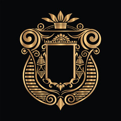 Vector set of gold vintage frames. Elegant element for design in Eastern style, place for text. Floral golden border. Lace illustration for invitations and greeting cards.