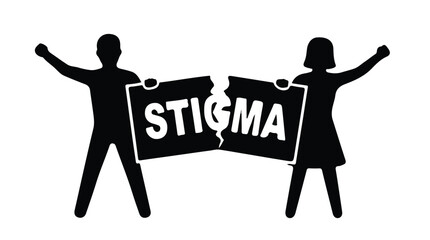 Couple Breaking Stigma Sign Silhouette