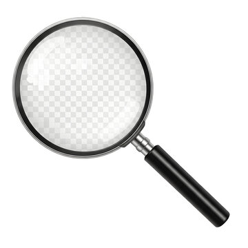 HQ isolated magnifying glass on white background PNG file.
