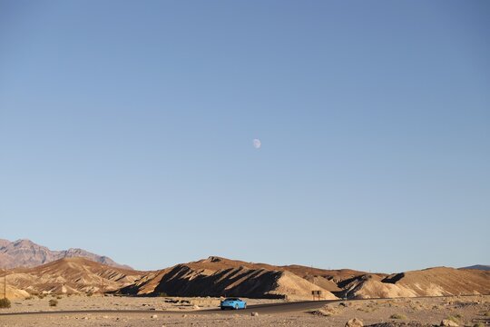 The car on the road at Death Valley