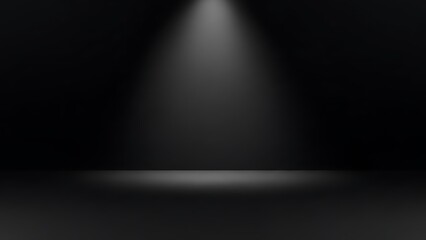 Minimalist Black Studio Background with a Single Dramatic Spotlight Shining Down