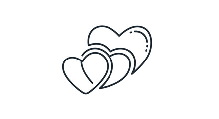Three overlapping hearts in a simple black and white line art style representing love friendship and affection symbols.