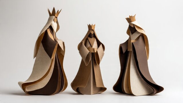 Paper three wise men bearing gifts

