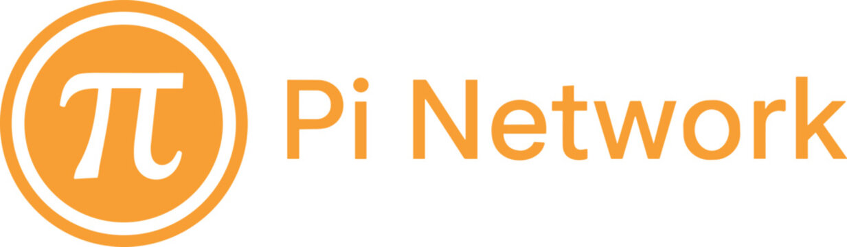 Professional orange Pi Network cryptocurrency logo featuring the mathematical pi symbol inside a circular frame with typography on a clean white background