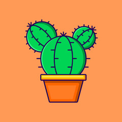 Cactus Icon Illustration On Isolated Background.