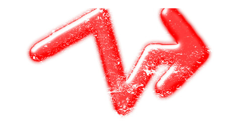 Vibrant red stylized arrow or lightning bolt graphic with textured surface on a clean white background.