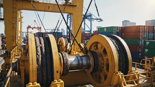 Industrial winch with heavy ropes