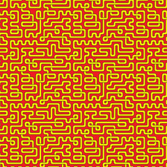 Seamless pattern of yellow line or pipe with red background drawing in colorful line art Illustration vector