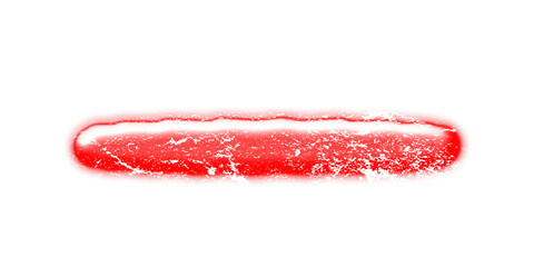 A vibrant red glowing horizontal bar with a textured surface on a clean white background.