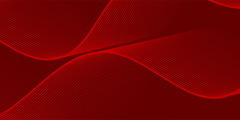 Abstract red background with glowing curve lines. Modern shiny red gradient geometric circle lines pattern. Futuristic concept. Suit for banner, brochure, poster, presentation. vector illustration