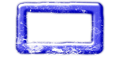 A blue rectangular frame with rounded corners and a distressed, grunge texture on a white background.