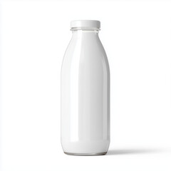 unbranded plain milk, Minimalist White Bottle with a White Lid