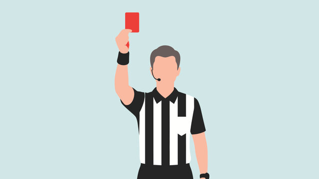 Football Referee Showing a Red Card with Serious Expression in Bright Studio
