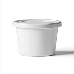 unbranded plain yogurt, Simple White Cup with Lid on a White Background