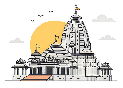 Jagannath Temple Puri, minimal vector illustration
