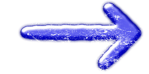 A textured blue arrow pointing right with a frosty or icy effect on a white background.