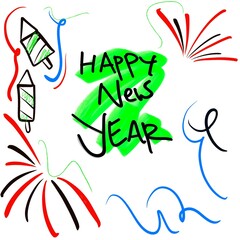 Hand Drawn Happy New Year Doodle Illustration