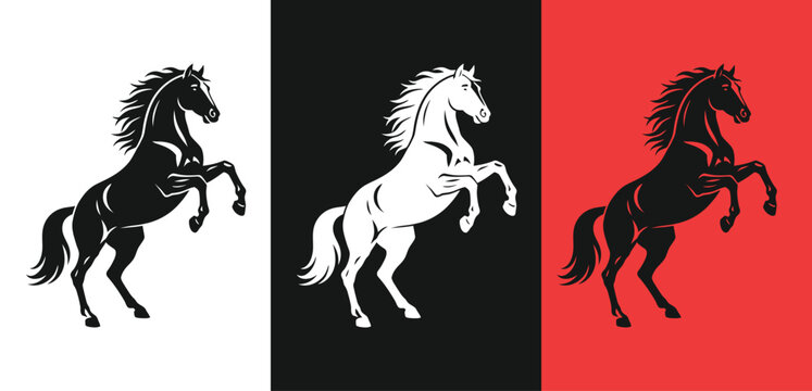 Ferrari logo horse silhouette in black white and red