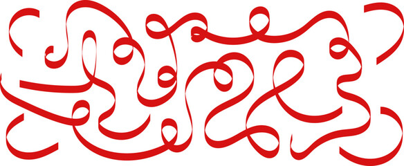 collection of red decorative swirl and ornate ribbon calligraphic element isolated on white background