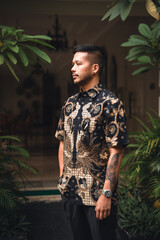 man in indonesian batik shirt