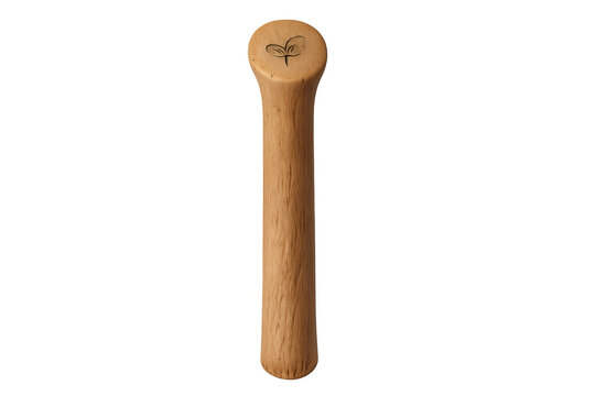 Wooden tamper with sprout icon for natural health