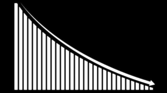 White Downward Trend Bar Chart with Arrow on Black