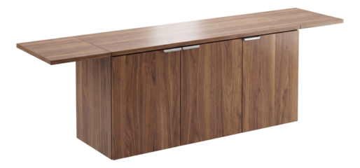 A versatile buffet with a drop-leaf top for extra serving space in urban settings.