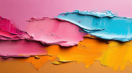 abstract colorful oil paint strokes texture background with gradient from orange yellow to pink blue