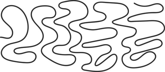 minimalist black organic continuous line drawing on white background, abstract wavy squiggle pattern, modern fluid hand-drawn artistic design element