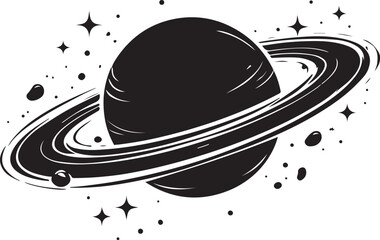 A silhouette of planet ring system, astronomical beauty, black vector © Thi