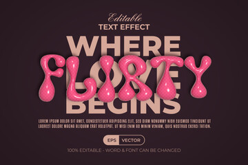 Pink Flirty Text Effect 3D Inflated Style. Editable Text Effect Romantic Theme.