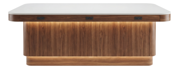 Tech-friendly kitchen island with USB charging ports, perfect for modern living.